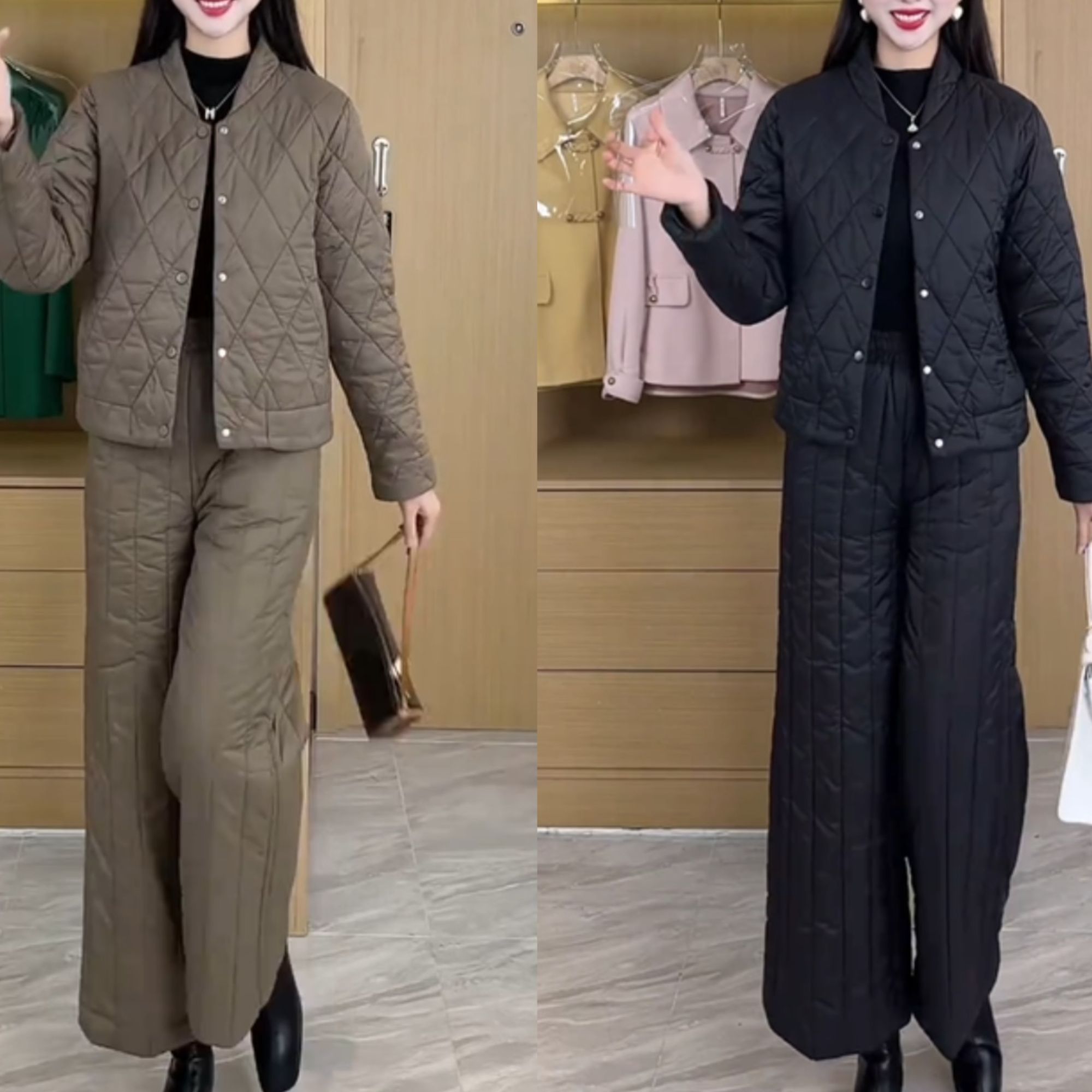 棉服套装女2025冬季新款爆款减龄阔腿裤时尚妈妈洋气保暖两件套