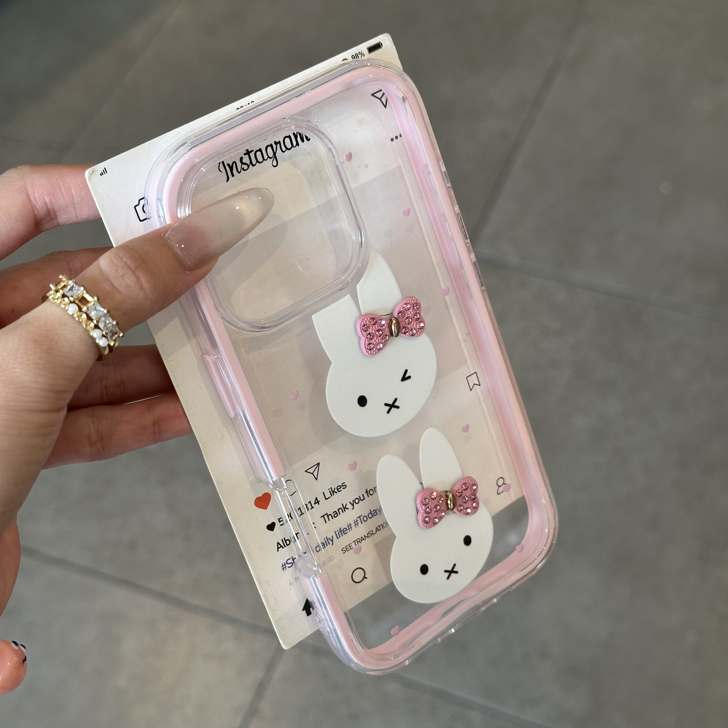 BANCA甜美蝴蝶结米菲兔适用苹果16撞色手机壳华为vivo小米15oppo