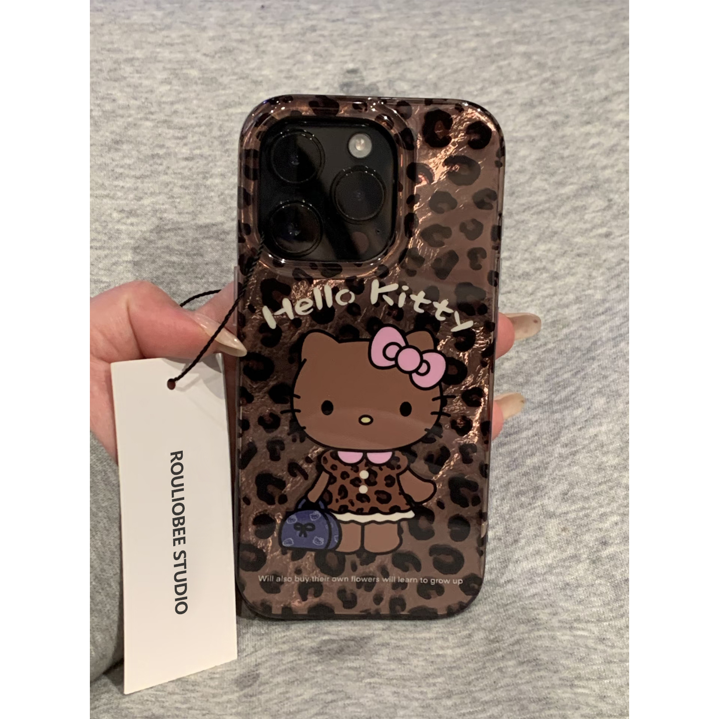 BANCA棕色豹纹KT猫适用苹果17/16promax手机壳华为vivo小米15oppo