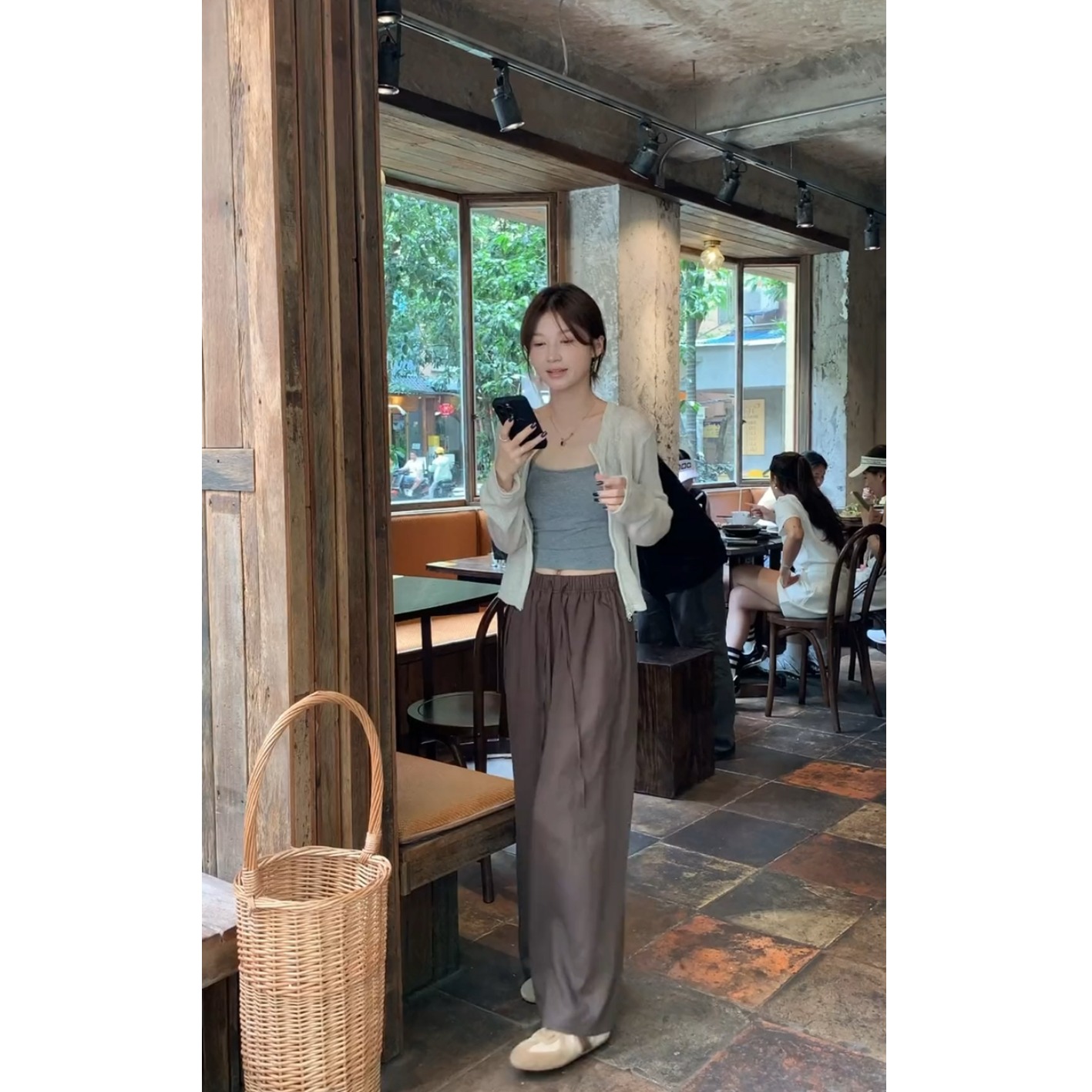 2025夏季新款韩系穿搭百搭吊带短款开衫高腰休闲裤显瘦三件套装女