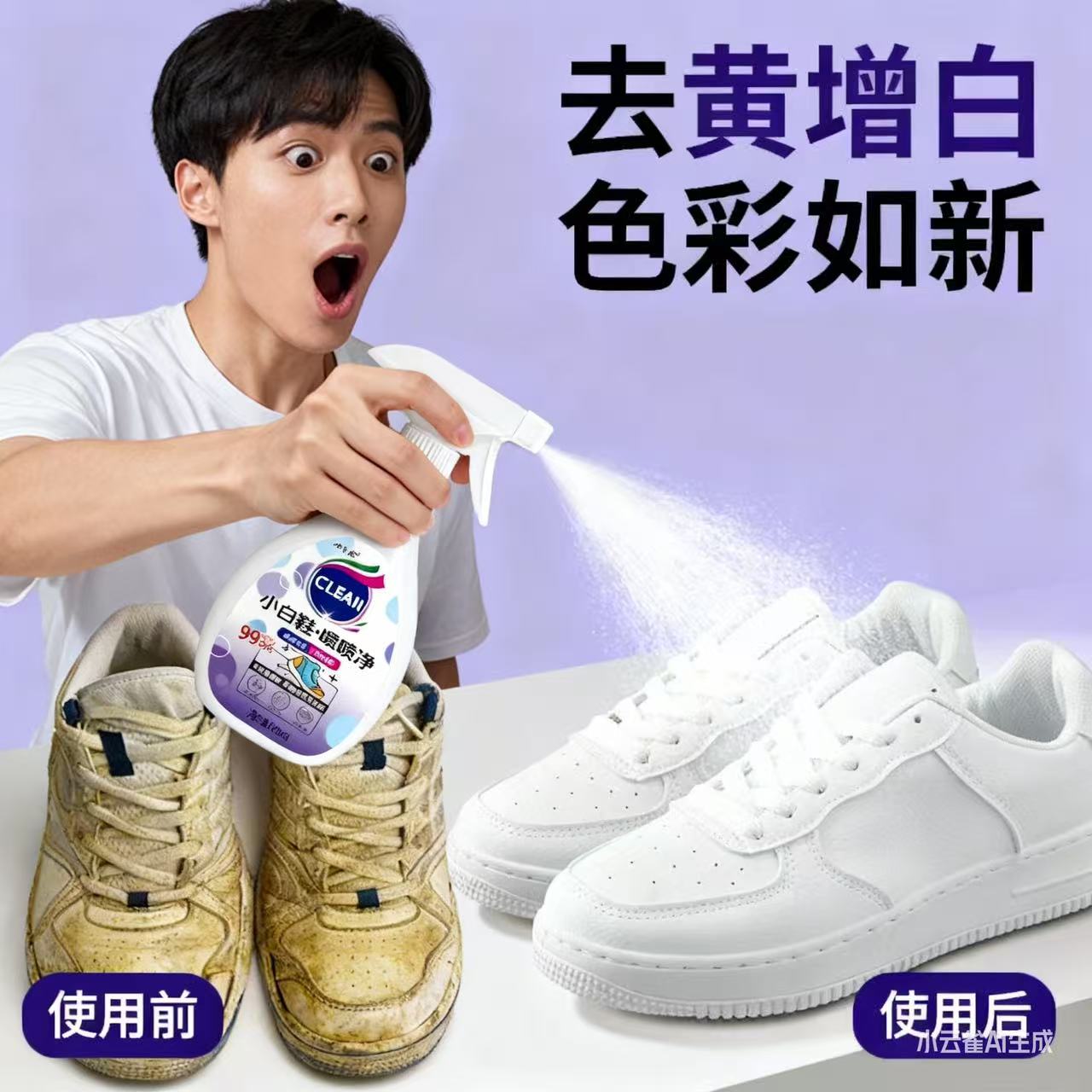 【免洗免晒】鞋泡泡干洗剂小白鞋免水洗免晾晒鞋靴小白鞋去黄清洁剂