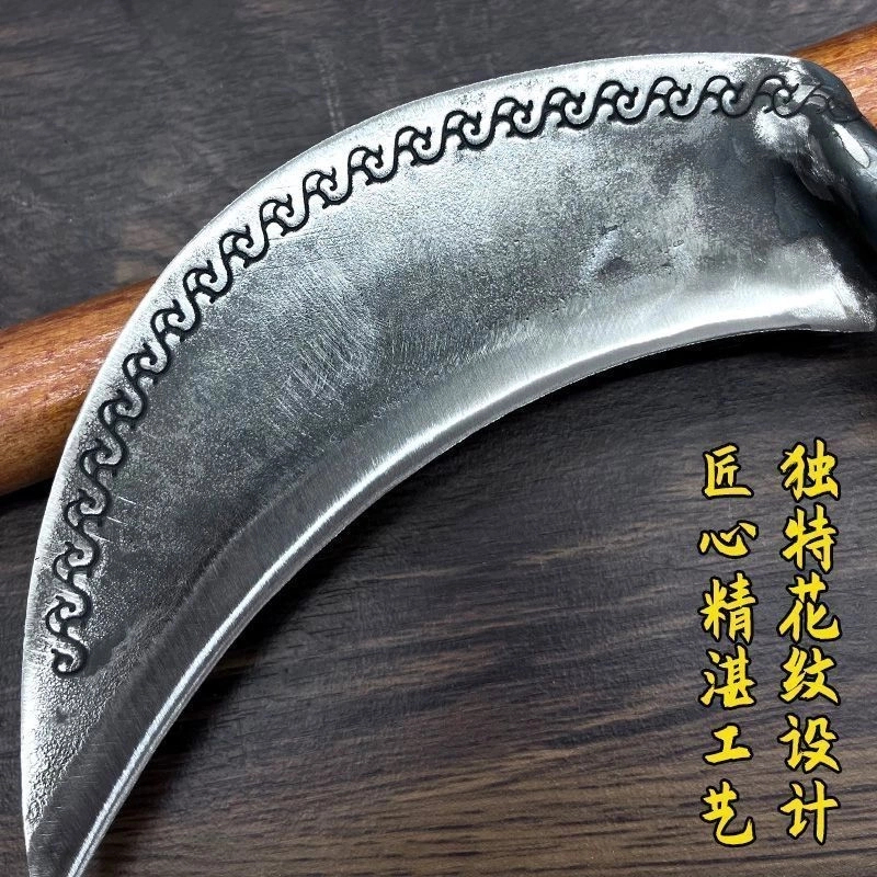 云南手工锰钢锻打镰刀割草劈柴农用砍树除草神器弯刀户外开【悦达】