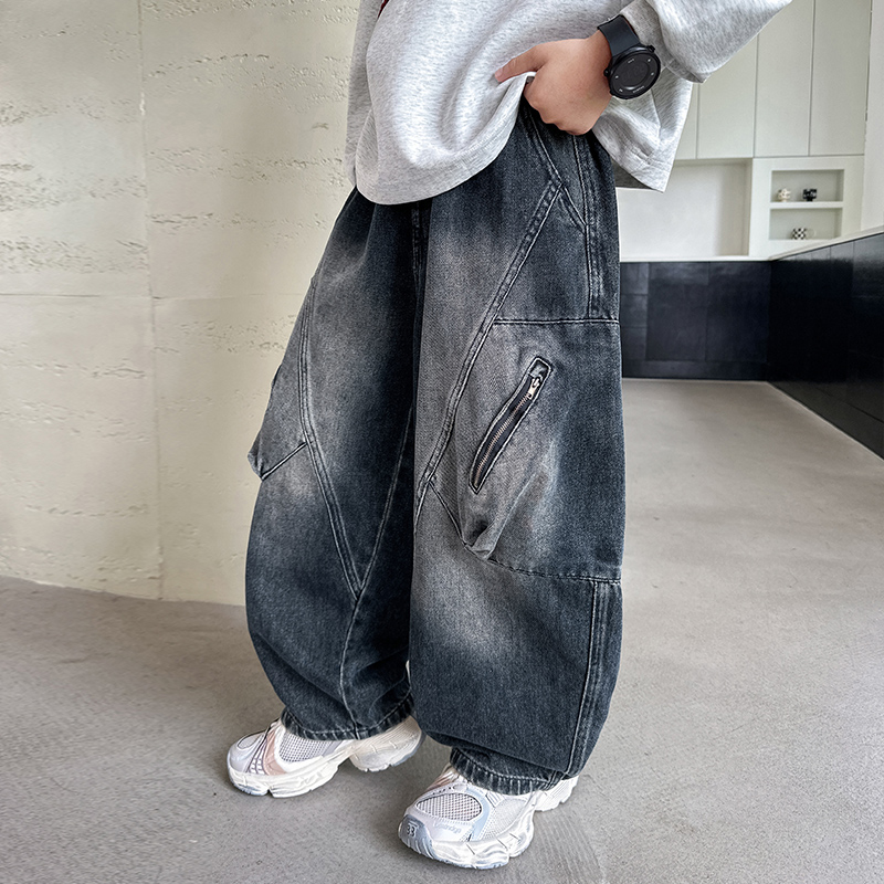 【2025秋款上新】男童牛仔裤儿童洋气宽松直筒裤子中大童春秋款长裤
