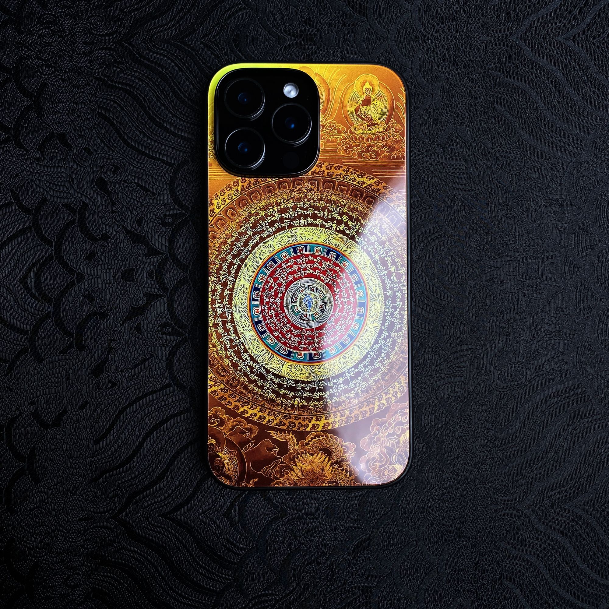 【六字真言】（财）八方来财适用苹果华为oppo三星机型钢化玻璃手机壳