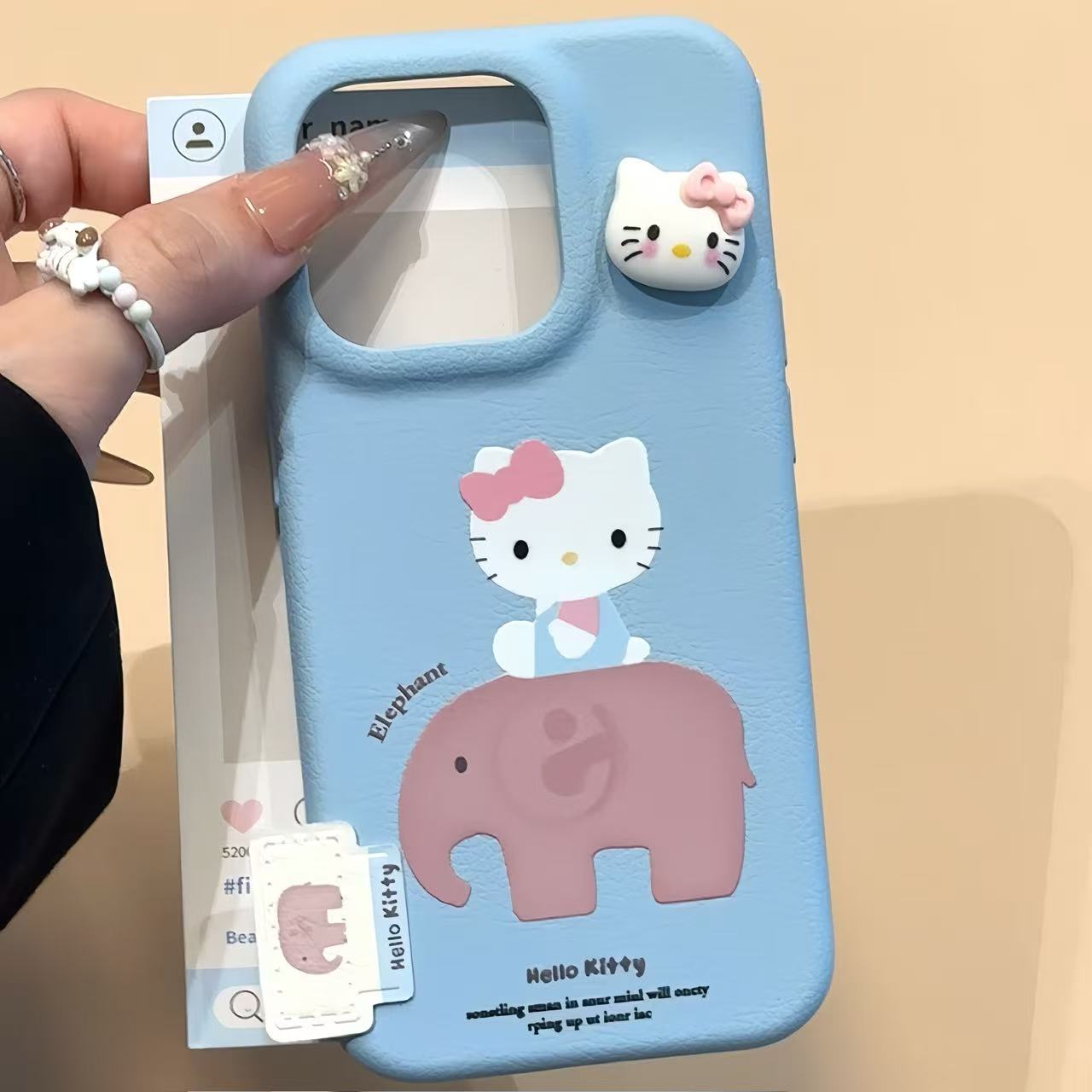 蓝色小象KT标签贴件适用苹果17/16promax手机壳华为vivo小米oppo