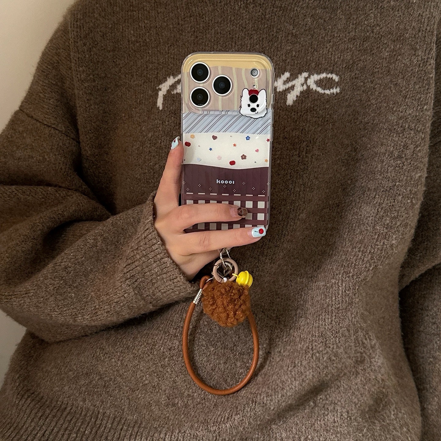 日韩简约波点格纹适用iPhone17promax新款苹果16promax手机壳15女