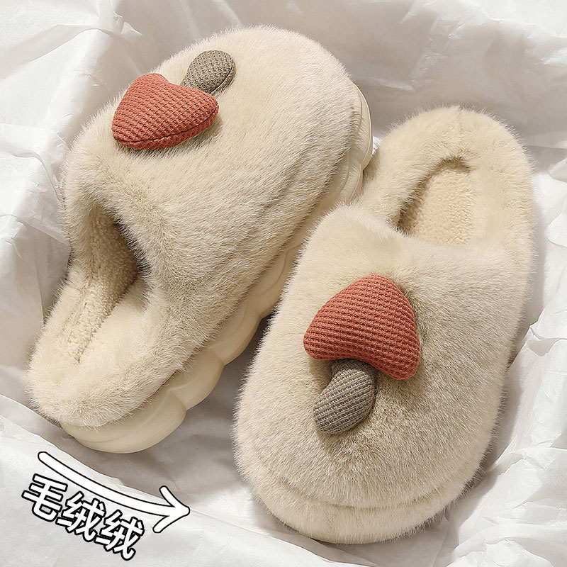 可爱蘑菇棉拖鞋女士冬季2025爆款室内家居保暖厚底毛绒情侣棉拖鞋