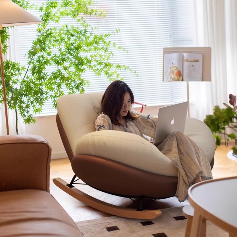 蛋壳摇摇椅大人躺椅阳台家用单人休闲椅客厅轻奢逍遥椅沙发椅单人