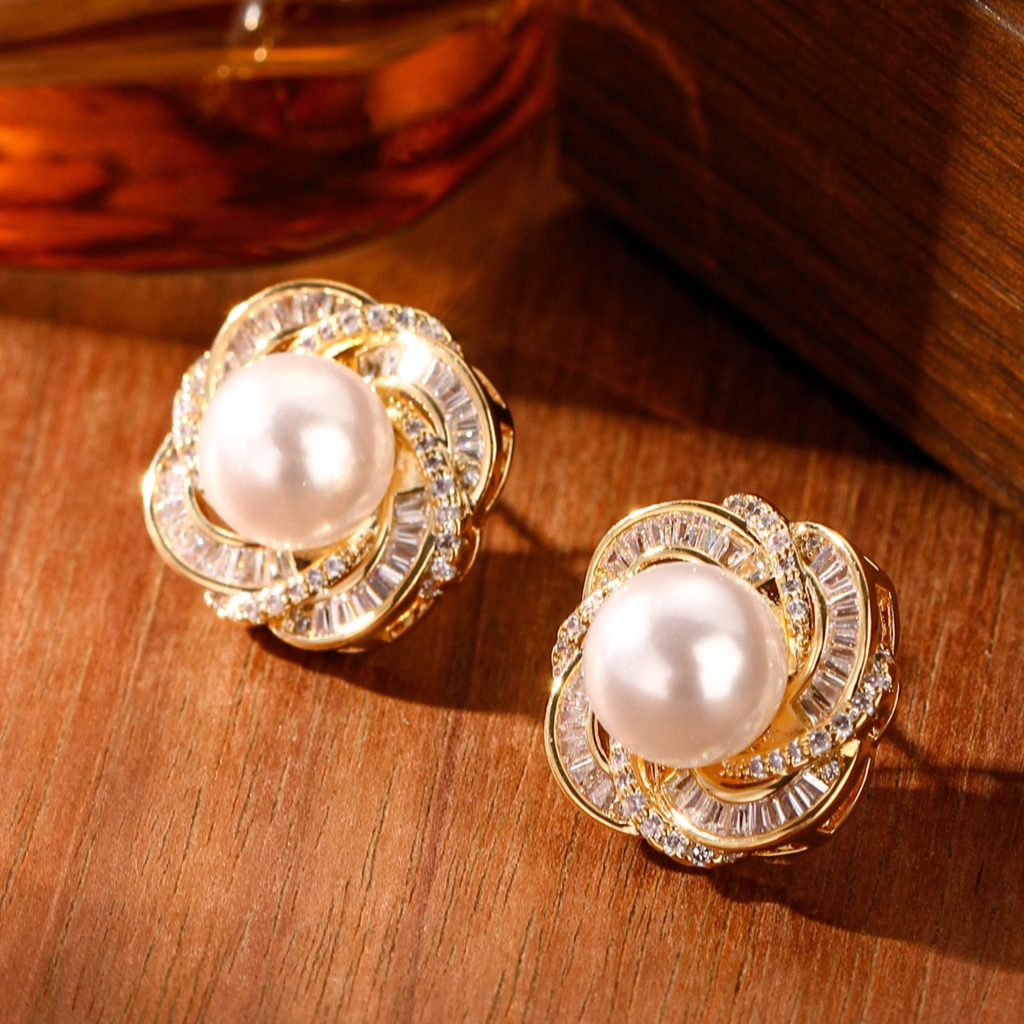 【KEFAN珂梵】S925银针耳钉高级感百搭款复古花卉珠珠耳饰优雅气质