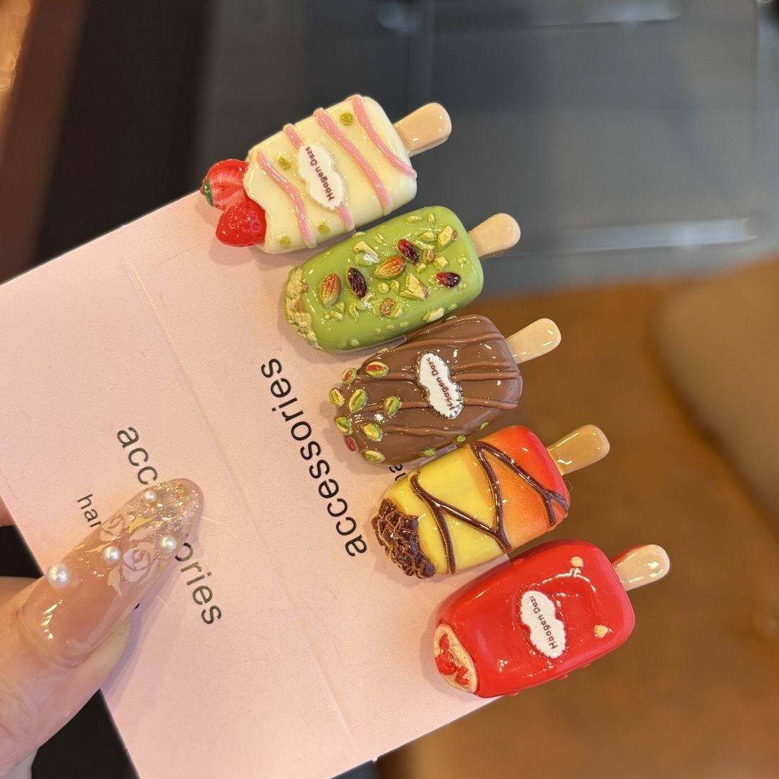 可爱奶油冰淇淋发夹创意搞怪迷你巧克力雪糕刘海夹卡通百搭发卡