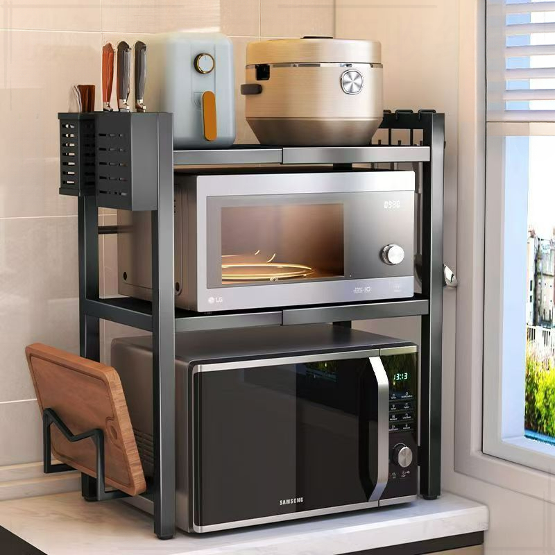 加厚台面厨房微波炉置物架可伸缩新款多层电饭煲家用烤箱收纳神器