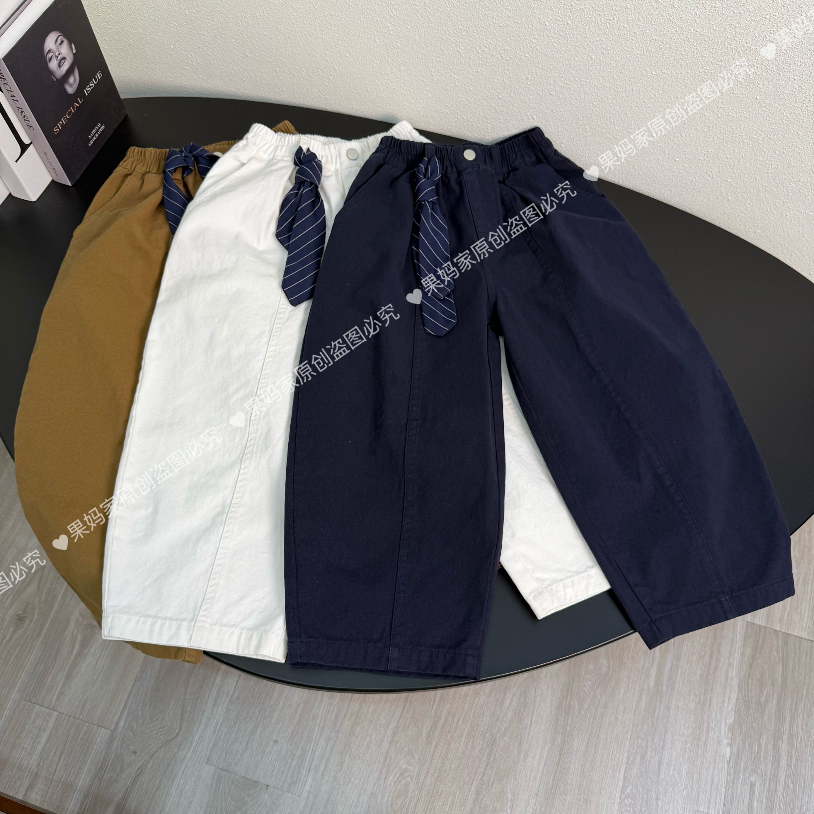 2025秋季韩版儿童时尚舒适纯色休闲长裤中大童洋气宽松百搭老爹裤