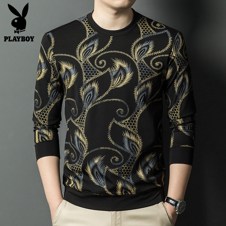 花花公子轻奢圆领卫衣秋季男士长袖时尚百搭休闲男装宽松大码