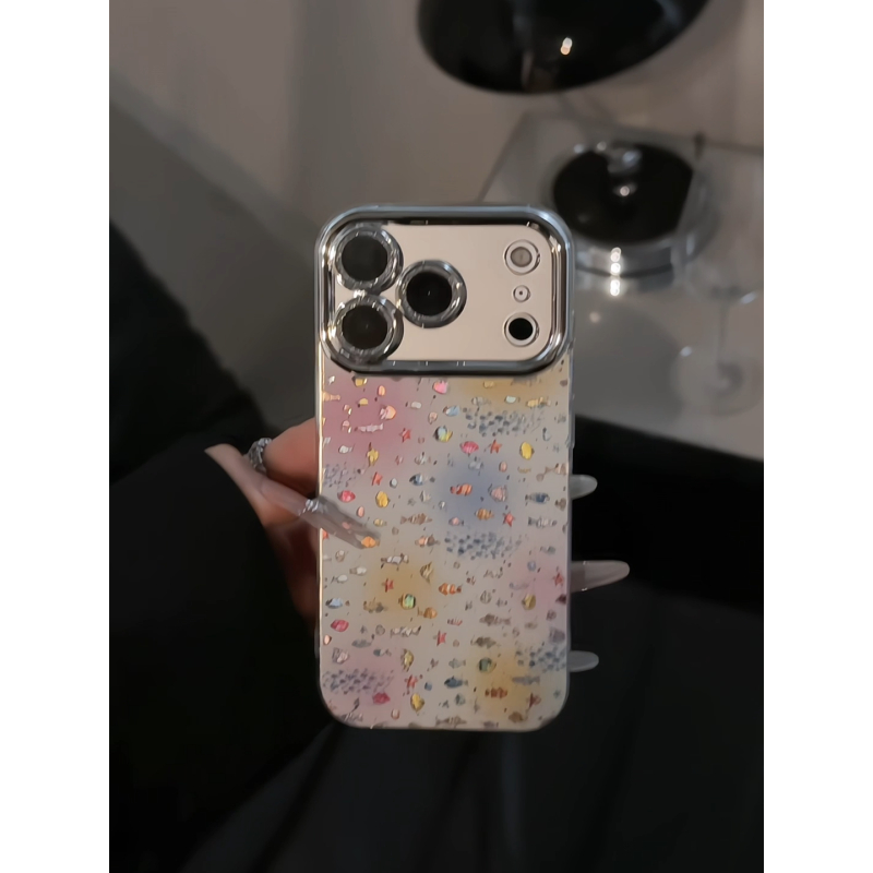 彩色小鱼适用苹果17pro手机壳16精孔羽纱oppo荣耀华为p60女小米15