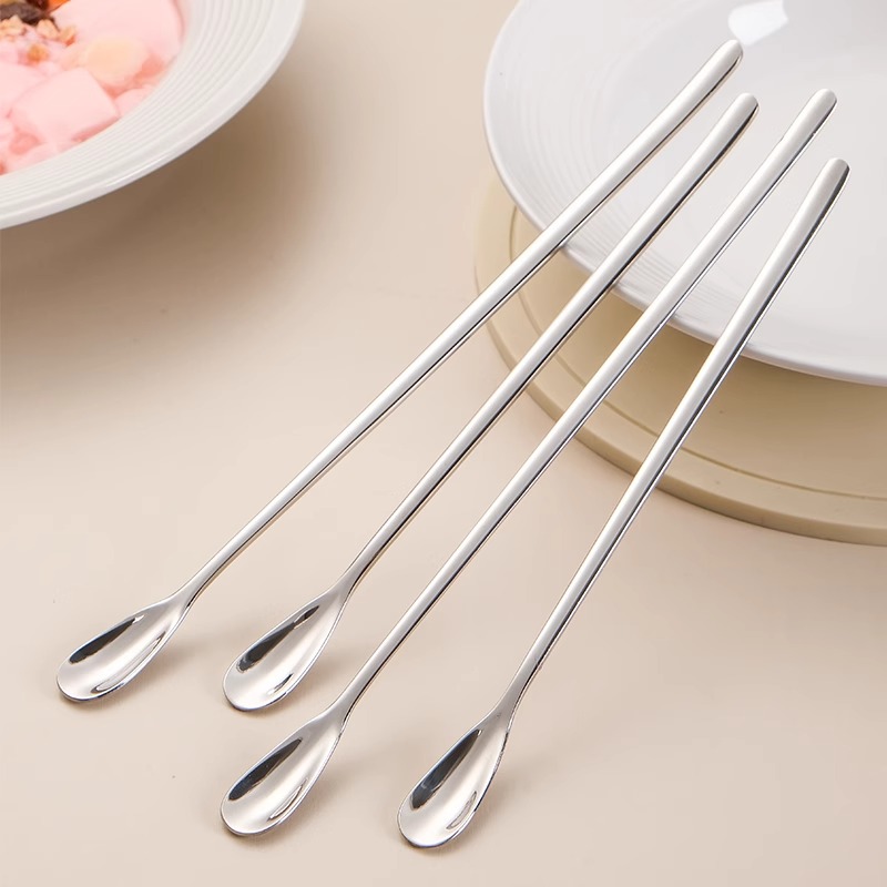 316L不锈钢搅拌勺长柄冰勺调酒棒咖啡甜品勺搅拌棒奶茶蜂蜜小勺子