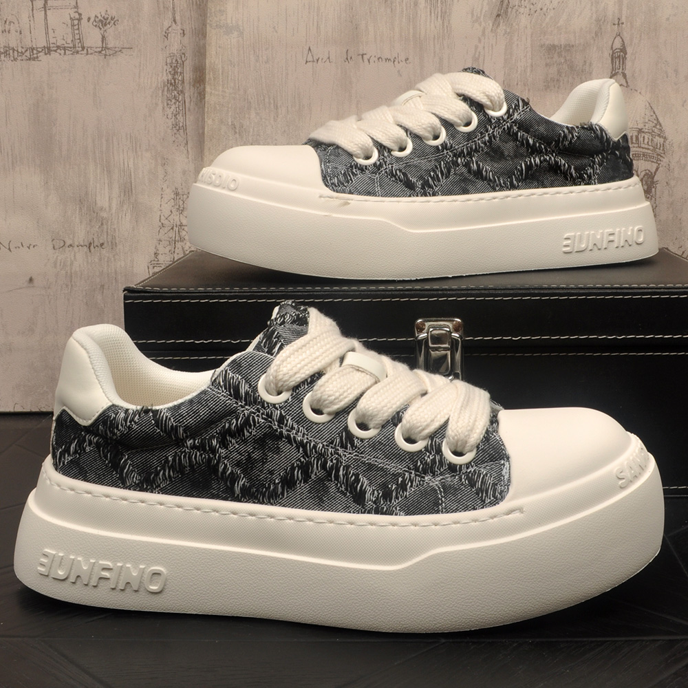 男鞋ins潮2026年春季新款帆布鞋轻质透气运动鞋百搭厚底休闲板鞋