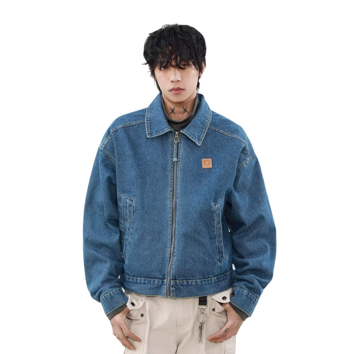 男士休闲时尚潮流保暖外套牛仔夹克春秋季2026年新款美式复古水洗