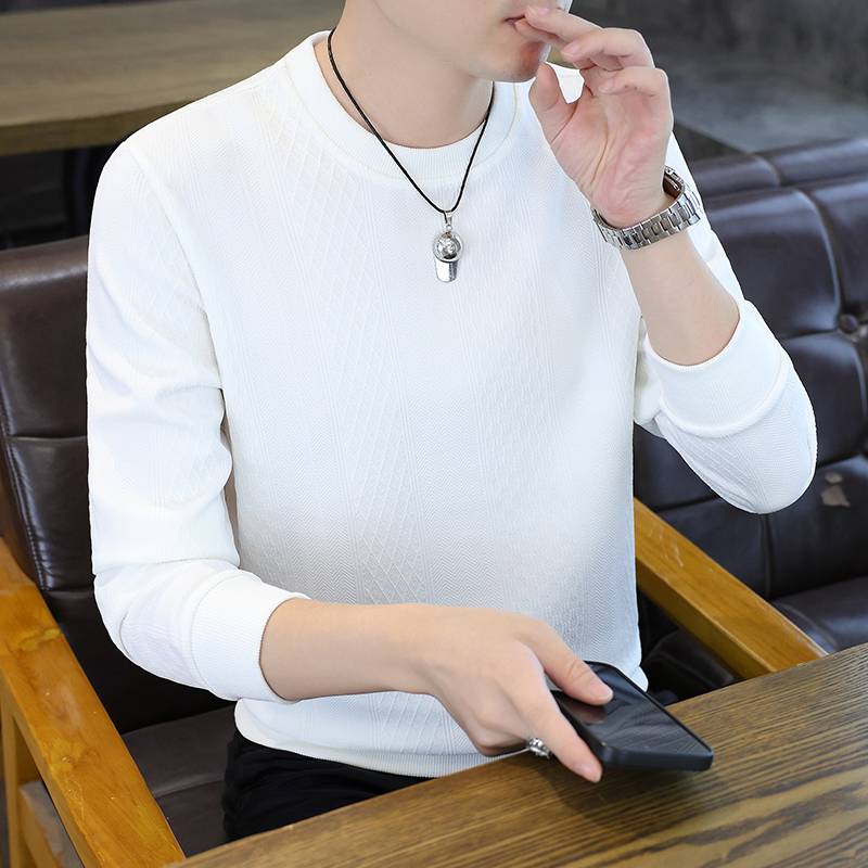 男士卫衣2025圆领打底衫秋季潮流休闲百搭加厚长袖t恤春秋装上衣
