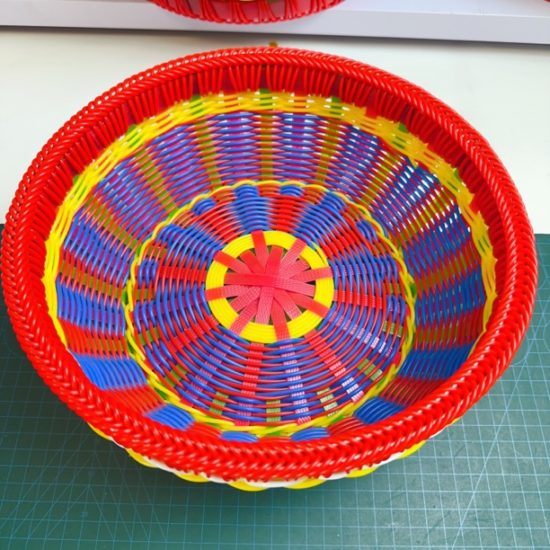 【丹丹】水果盘家用纯手工圆形编篮超大储物圆形编篮中式藤编塑料篮