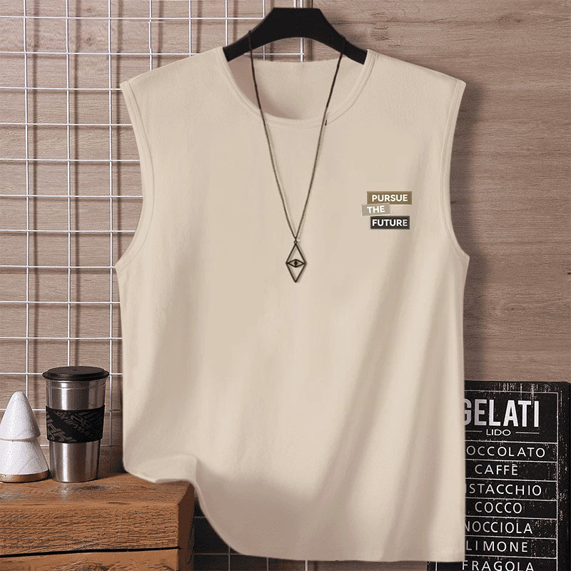 外贸尾货~百搭薄款短袖上衣背心健身男士休闲夏季潮流无袖T恤ins
