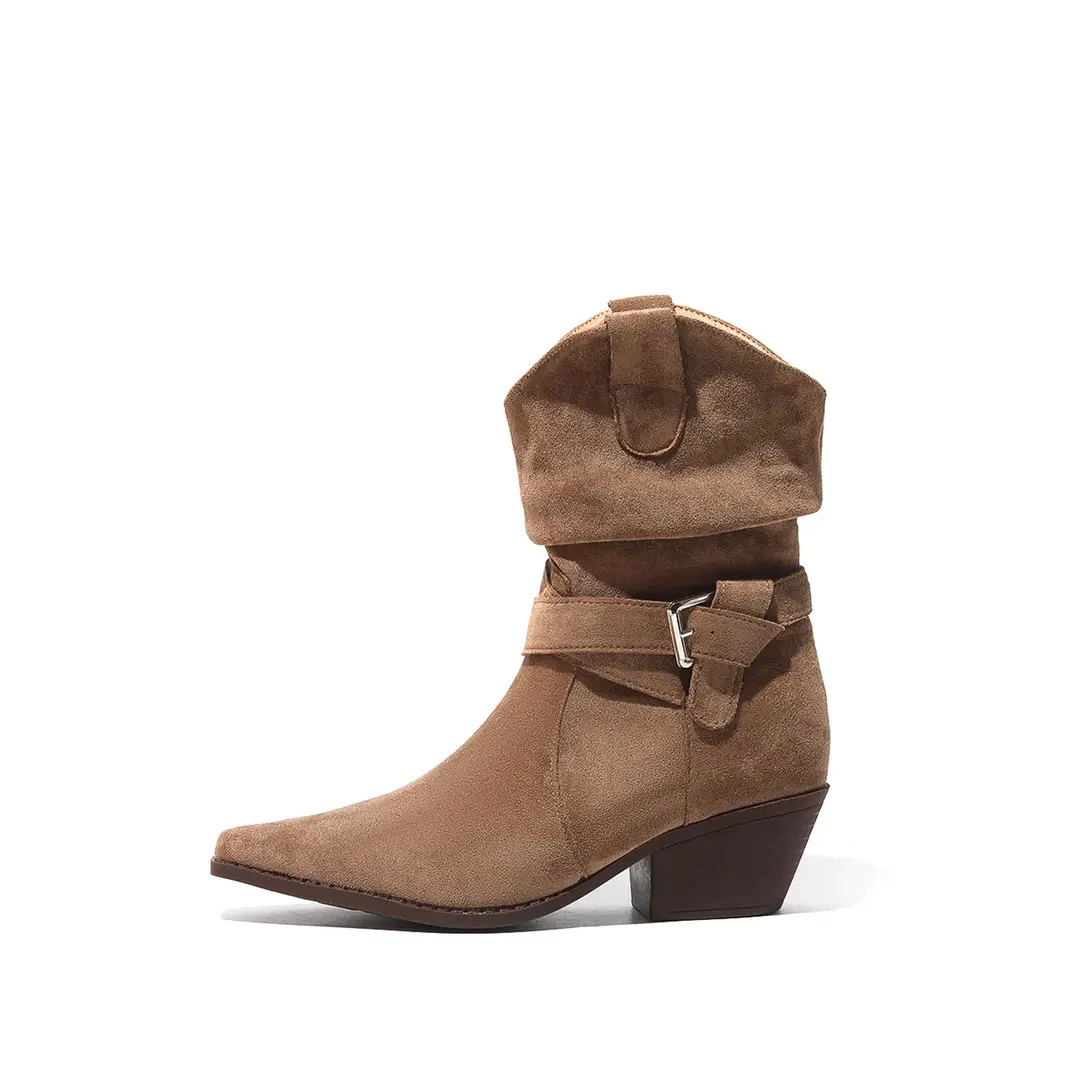 真皮露思同款增高小个子 磨砂复古秋季新款切尔西靴 00292高跟