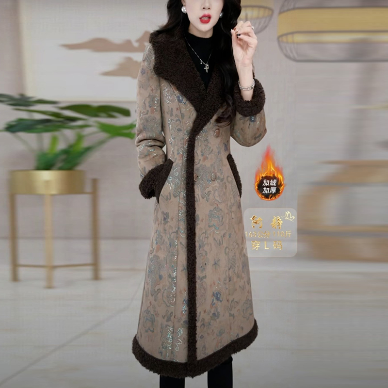 高级感冬季皮毛一体外套女装爆款新款时尚气质显瘦高档中长款大衣