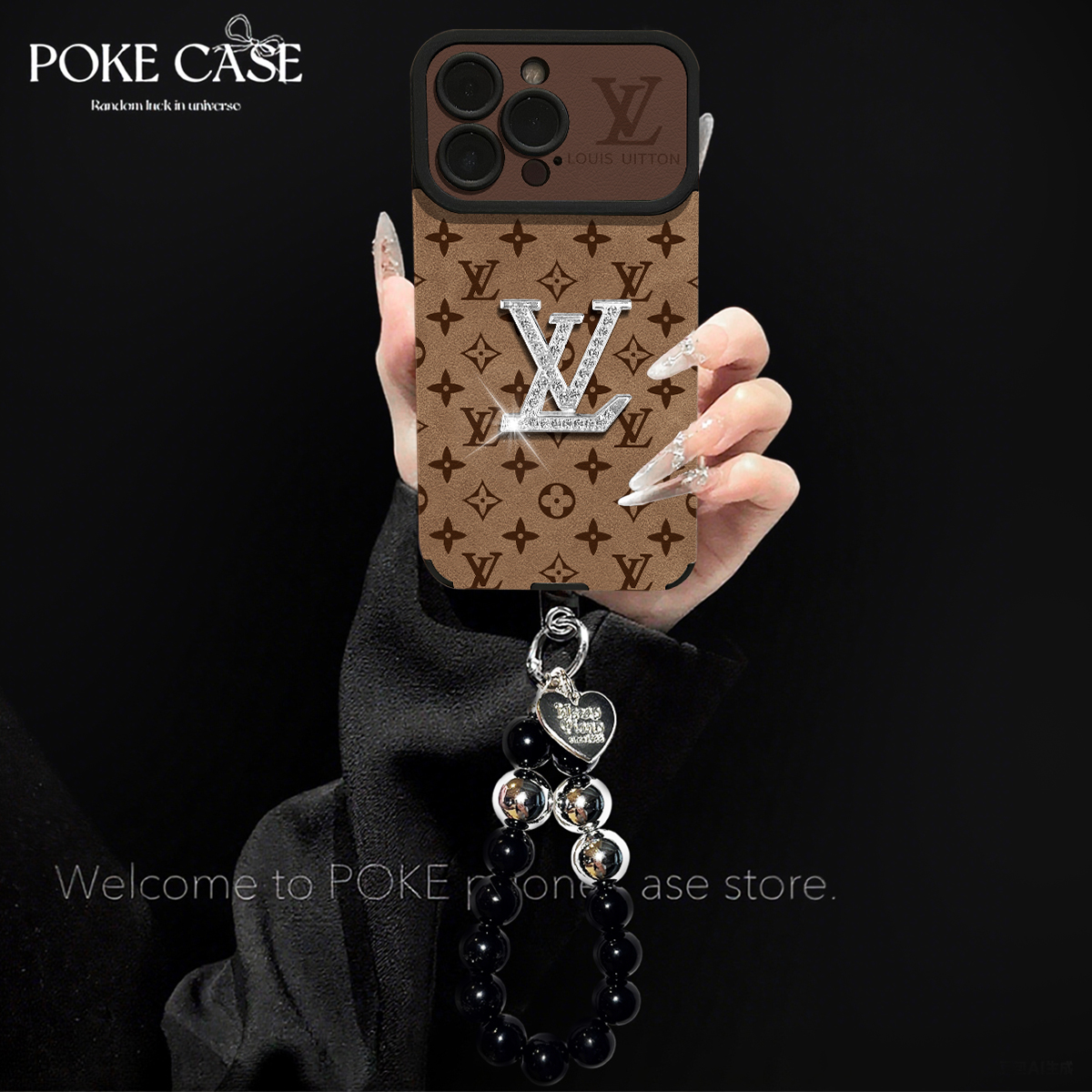 大视窗四叶草适用苹果16PROMAX华为满钻标VIVO小米OPPO手链手机壳