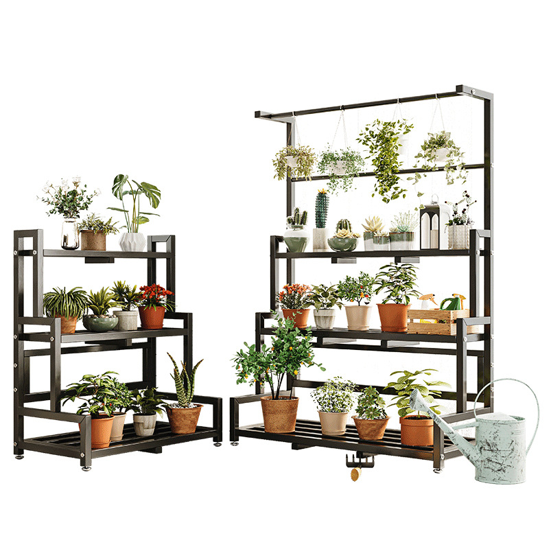 现代简约花盆架铁艺客厅置物架现代家用花架子挂架多层落地式阳台