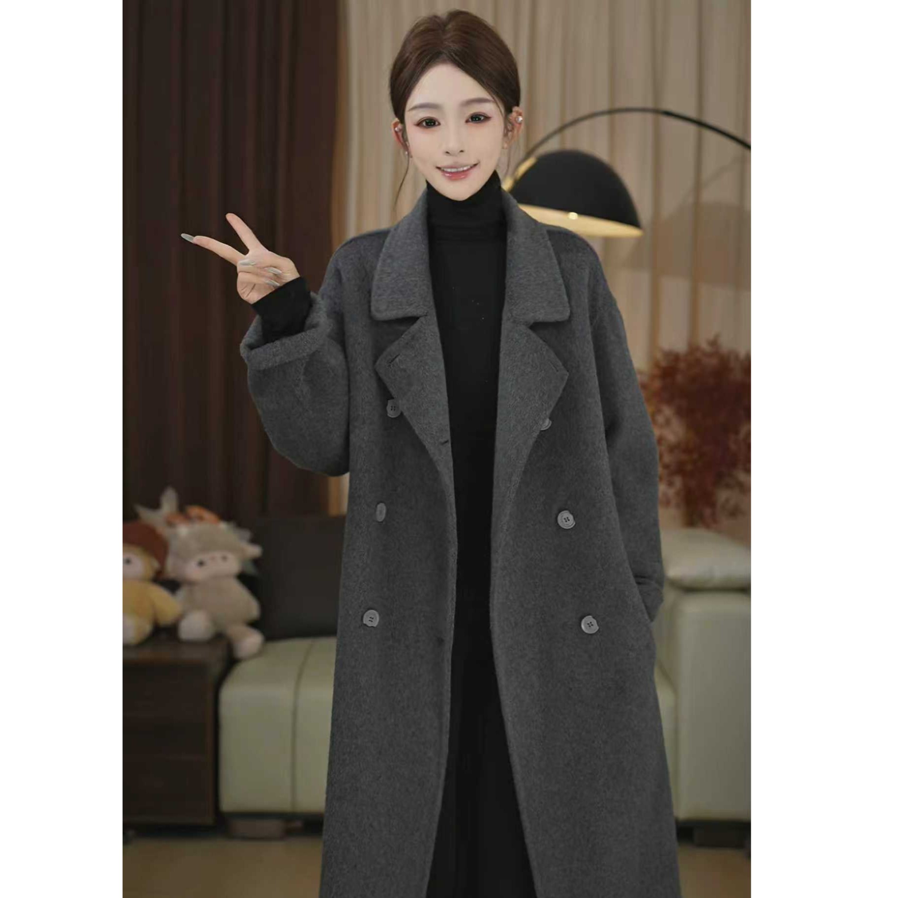 双面羊毛大衣宽松气质百搭时尚中长女秋冬小个子韩版西装领