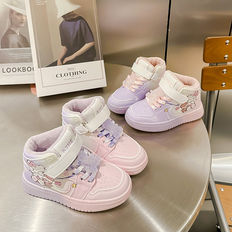 女高帮减震冬季透气防水板鞋童鞋休闲鞋软底春季