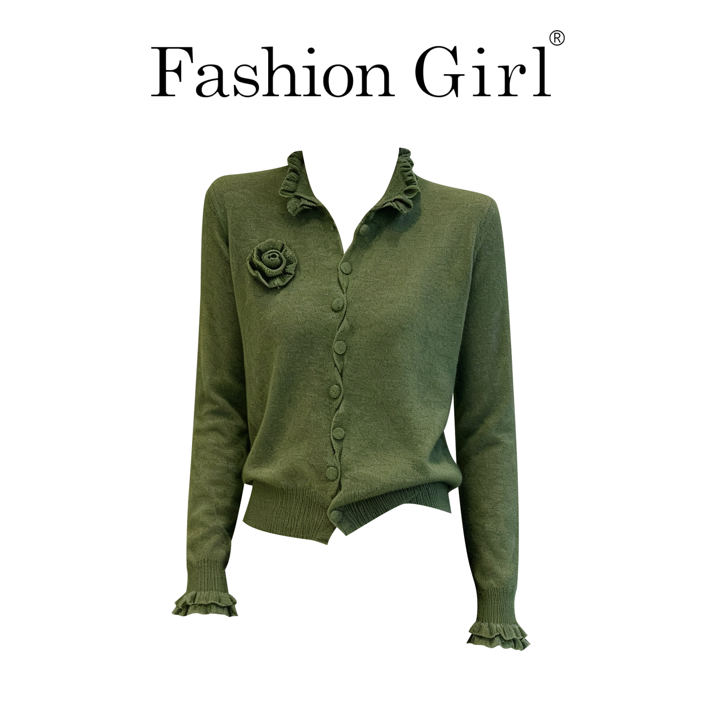 早秋超好看单穿上衣超好看独特漂亮软糯气质小香风绿色毛衣开衫女