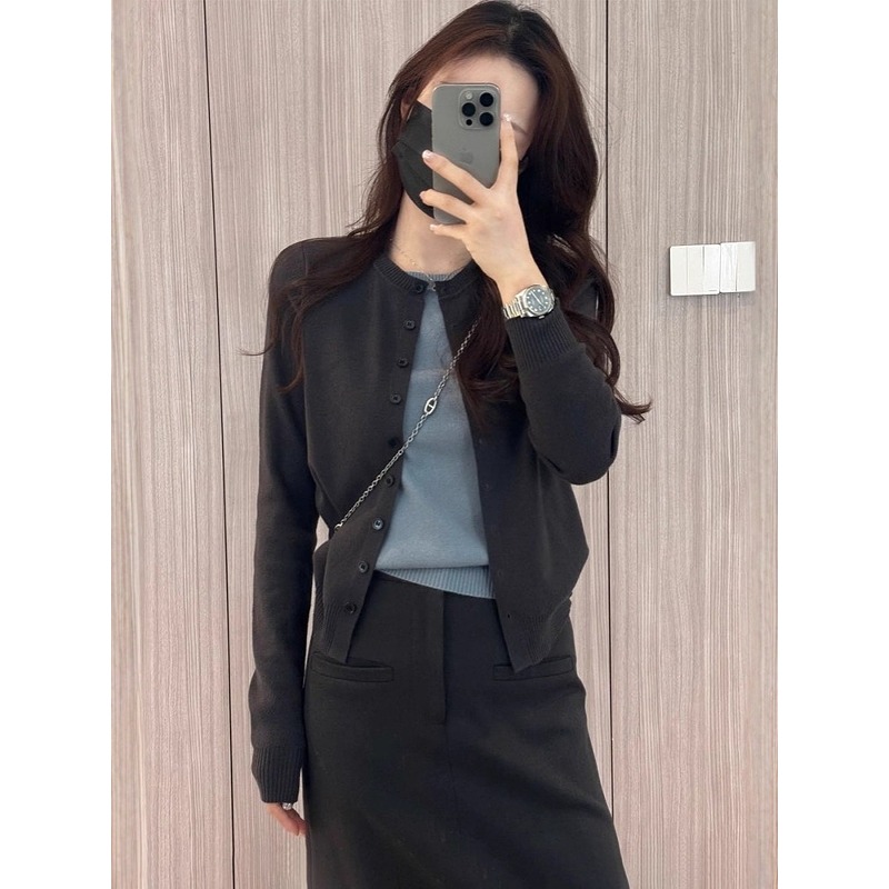 大码胖MM拼色假两件显瘦针织开衫女秋季2025年新款高级感毛衣上衣