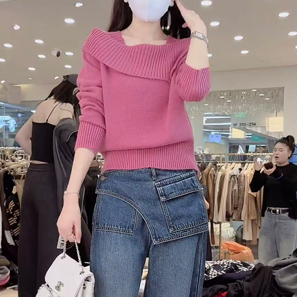 新款长袖收腰显瘦打底衫毛衣女士针织衫外穿上衣百搭气质X0209