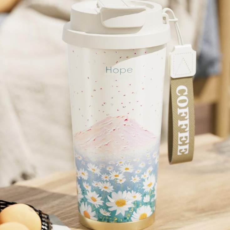 水杯保温双饮车载随行大容量陶瓷内胆保温杯女生高颜值陶瓷咖啡杯