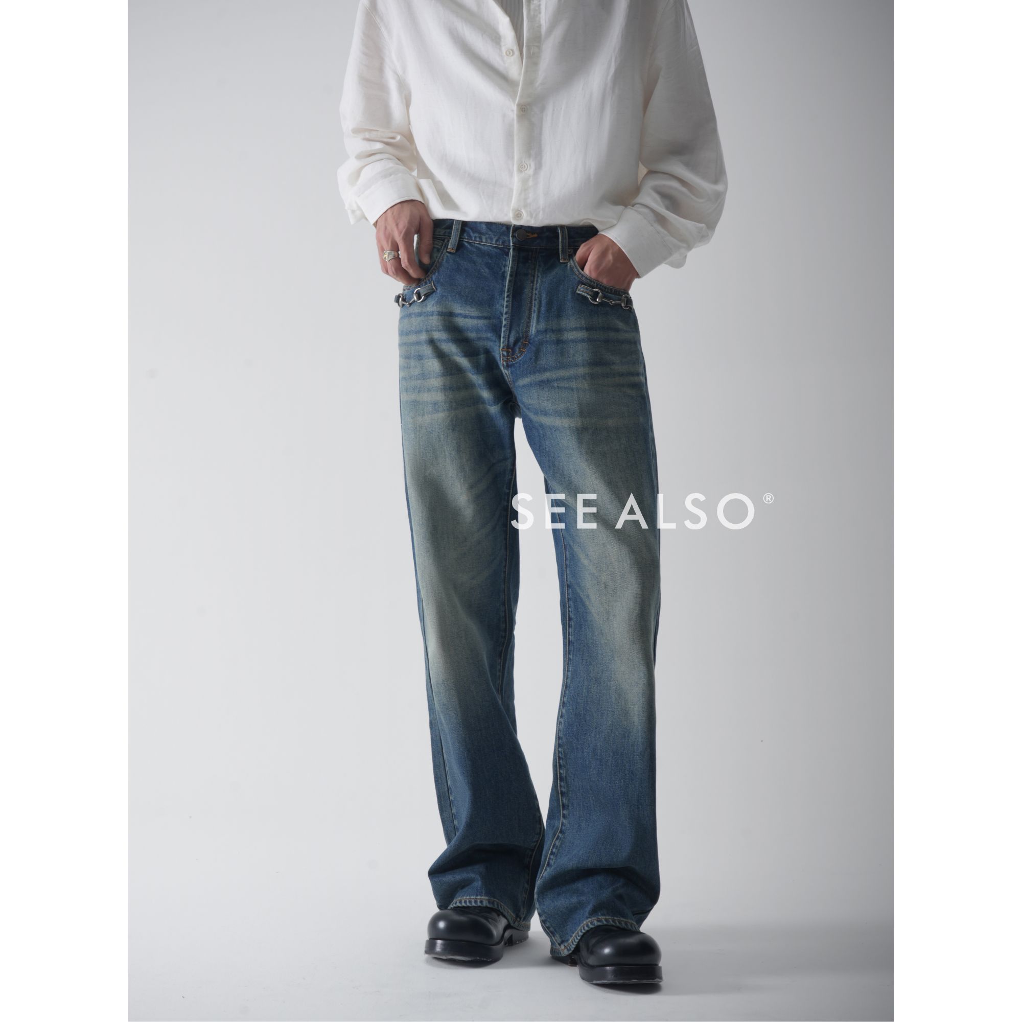 SEE ALSO『25年度黑标』超精纺精梳棉牛皮皮牌直筒口袋链条牛仔裤