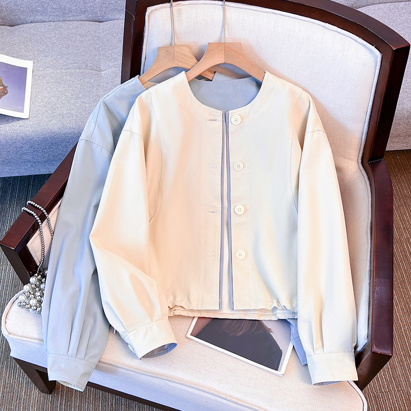 拉夏贝尔小香风圆领棒球服外套女2025春秋款新款今年流行爆款夹克