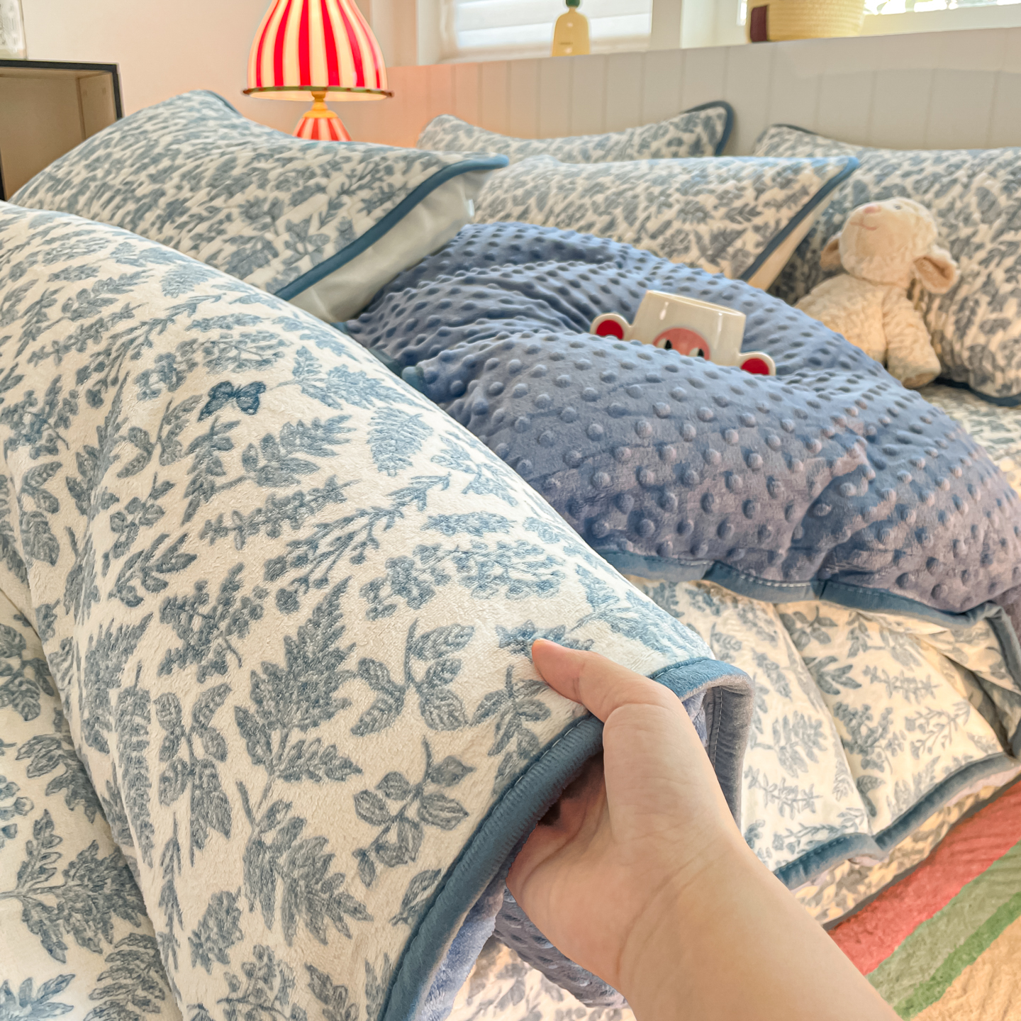 豆豆绒牛奶绒被套单件加绒加厚被罩珊瑚绒单人宿舍被单床盖四件套