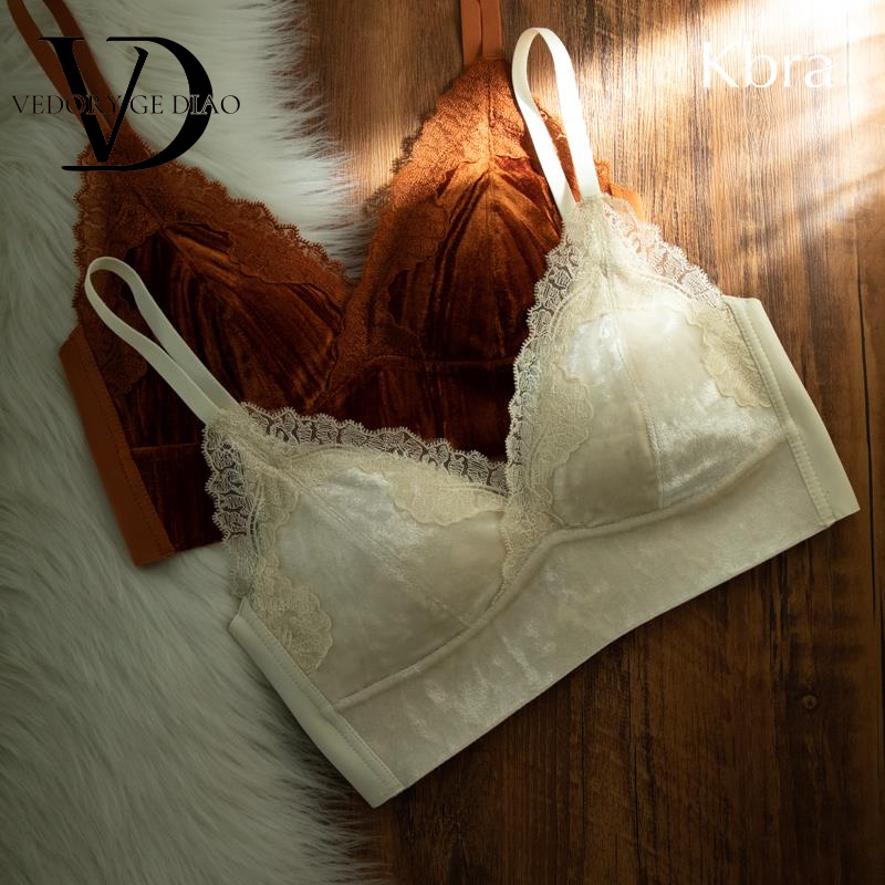 维多利亚Kbra金丝绒法式小胸聚拢内衣女2025新款爆款蕾丝深V美背