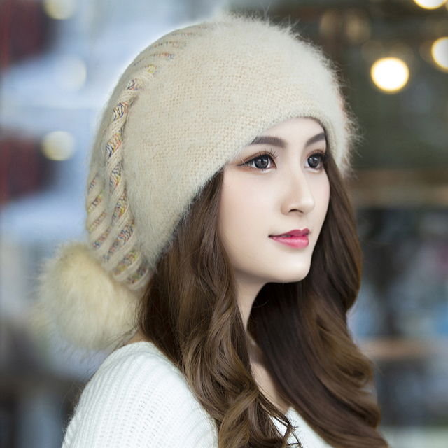 冬季帽子女韩版加绒保暖毛线堆堆帽秋冬天百搭时尚包头针织贝雷帽