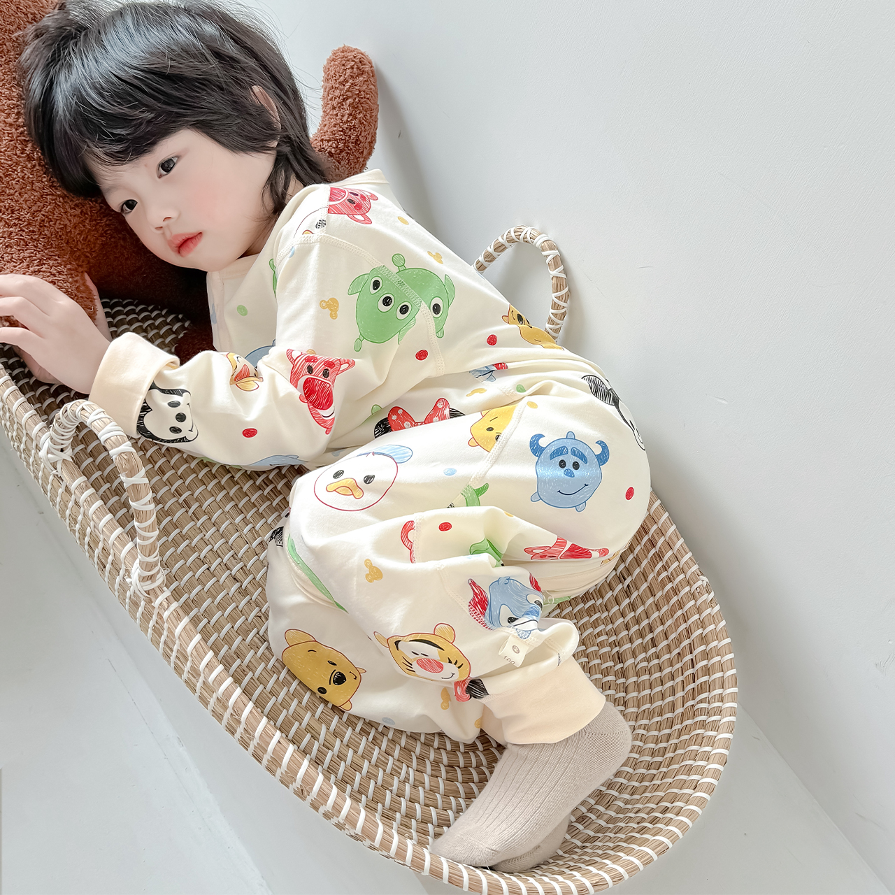 2025新款儿童睡袋纯棉100%全棉春秋分腿连体睡衣空调房宝宝防踢被