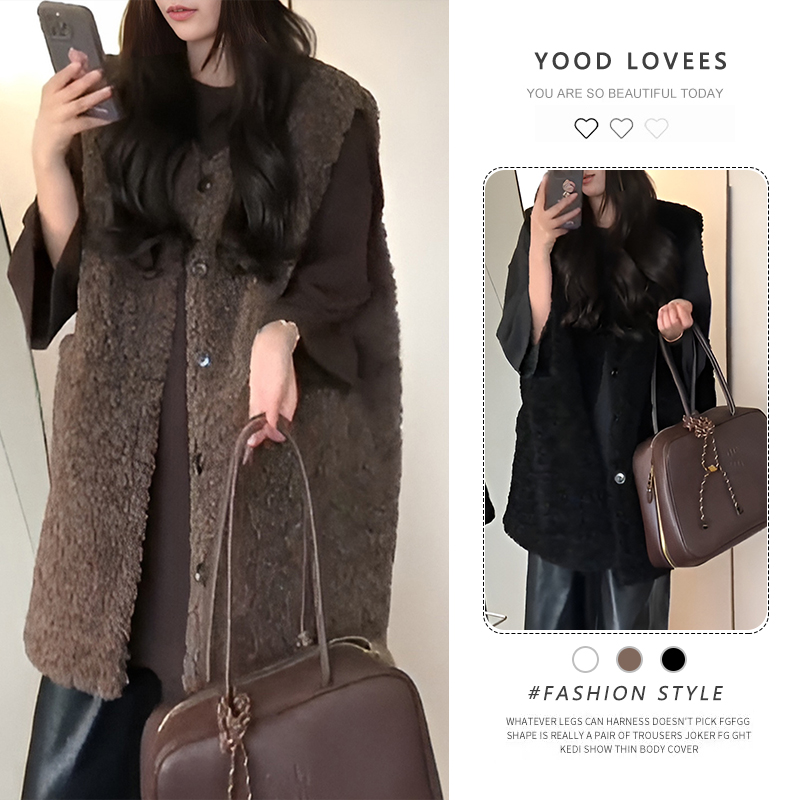 慵懒风黑色毛毛马甲女款2025新款时尚洋气爆款马夹叠穿显瘦外套