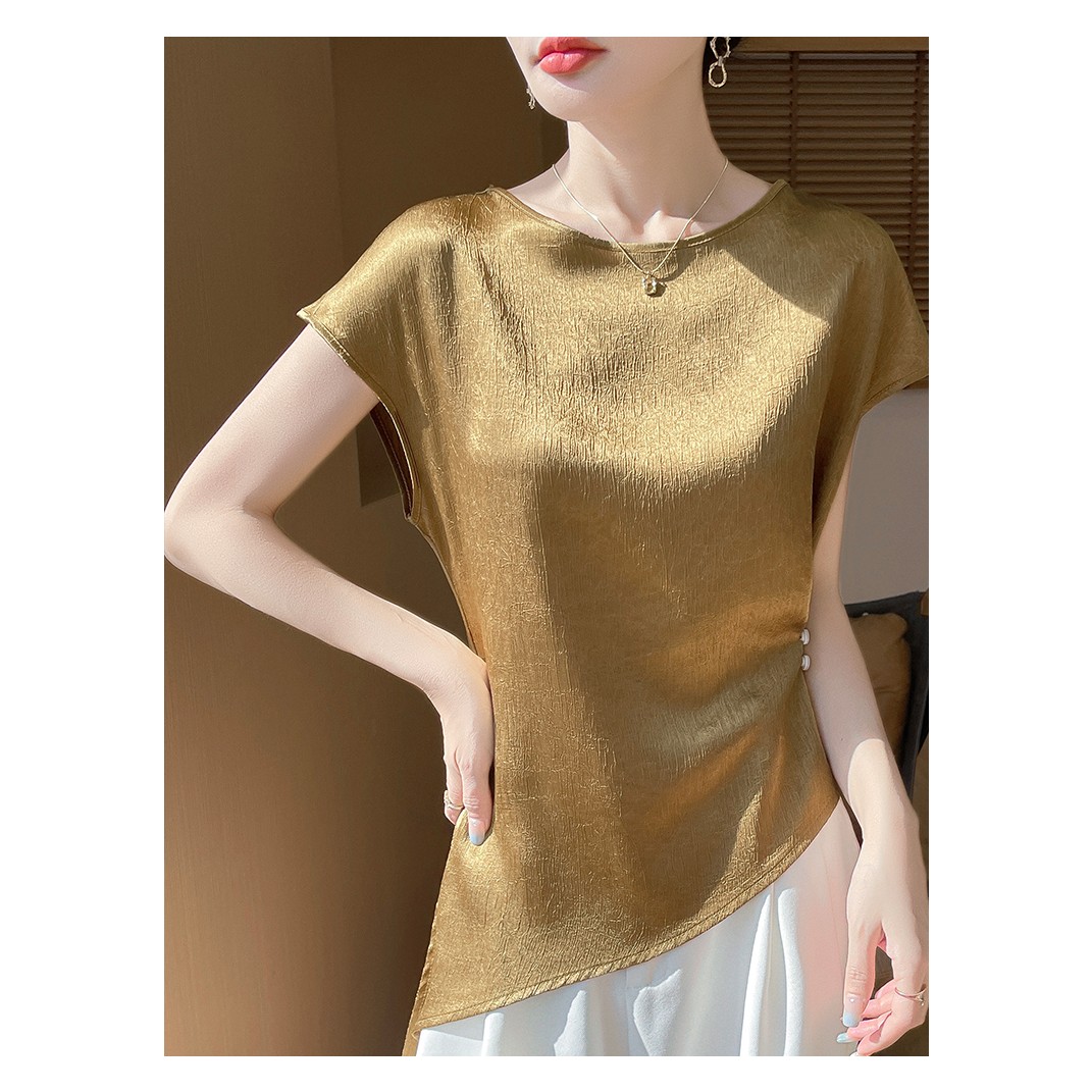 新款短袖时尚套头衬衫小众设计气质独特上衣2025炸街国风衣服女