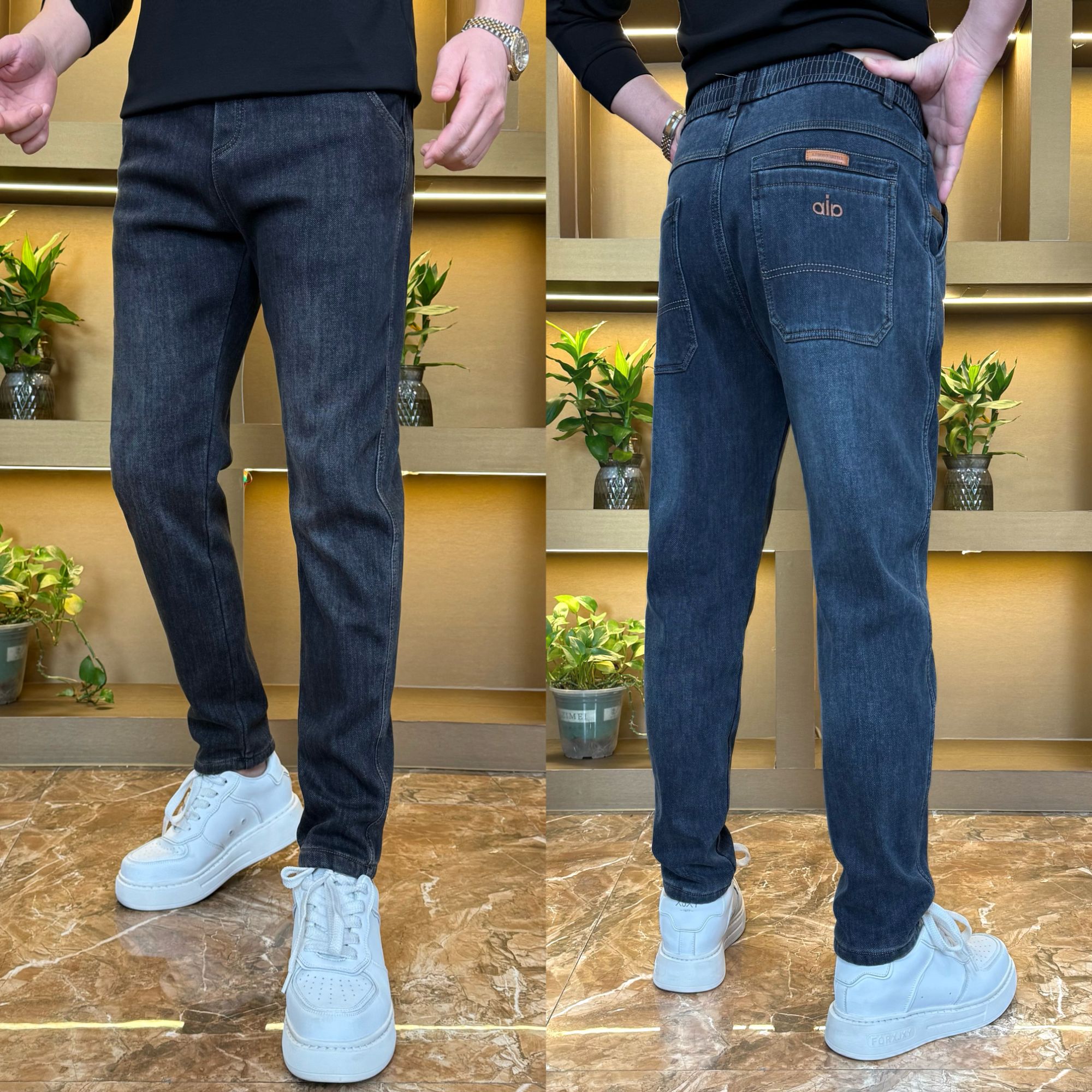 2298高品质牛仔裤男士秋冬新款潮流百搭休闲弹力松紧腰牛仔裤