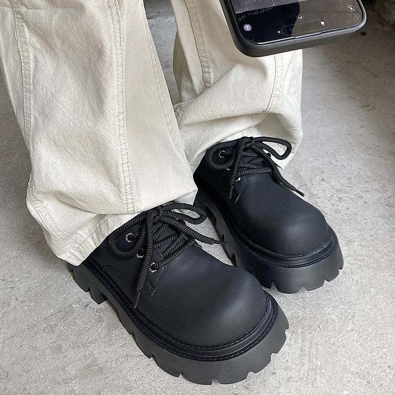 25031新款男士增高厚底鞋内增高德比鞋男真皮大头黑色工装鞋男鞋