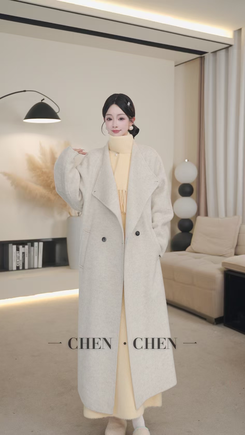 【束语定制】秋冬新款韩版休闲加厚羊毛大衣外套女款百搭翩翩起舞衣