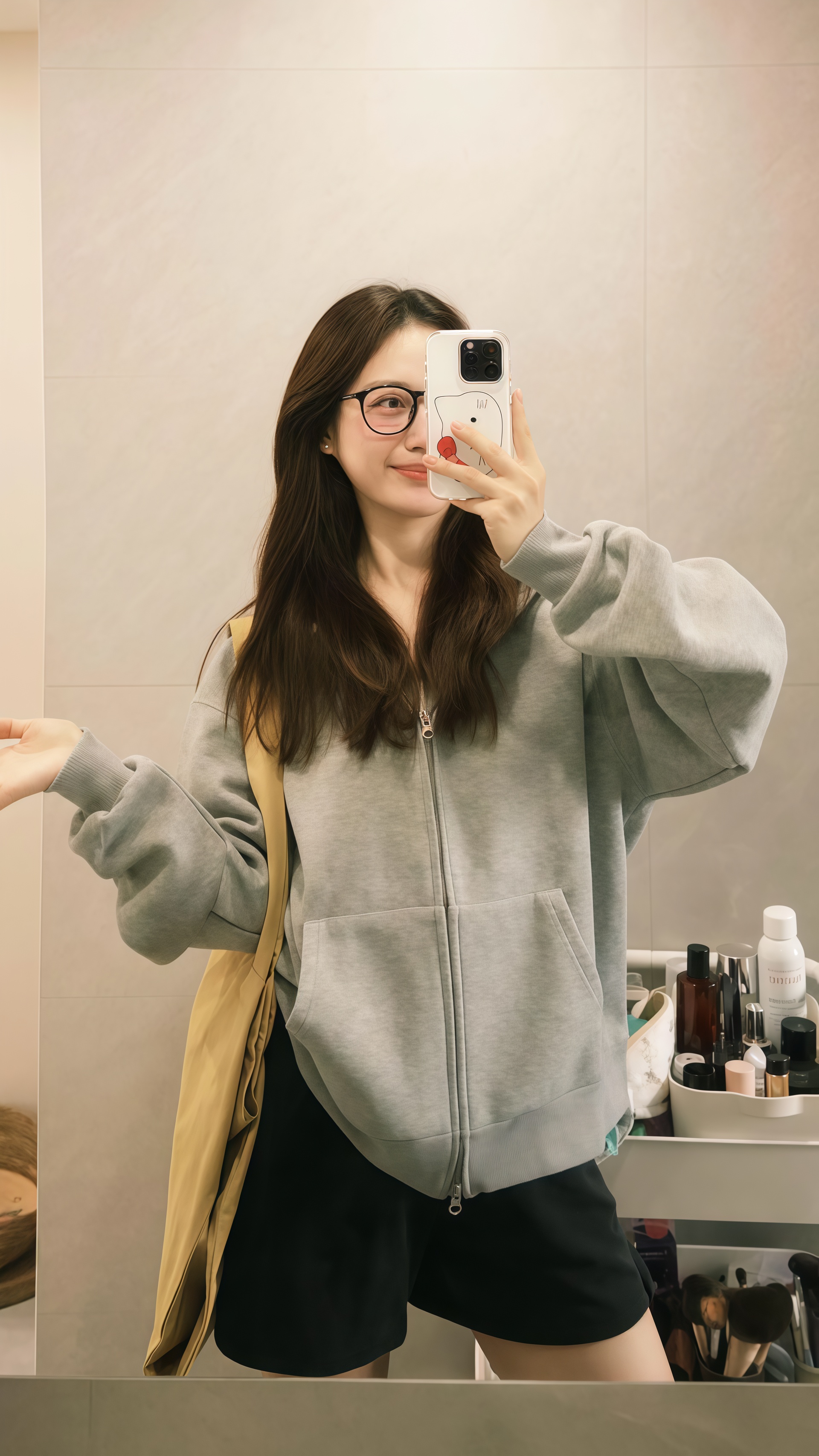 韩系休闲百搭灰色开衫拉链外套女2025新款爆款宽松洋气减龄上衣服