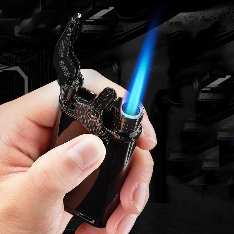 网红新款2025爆款动漫摇臂金属蓝焰直冲防风打火机批发售男士礼物