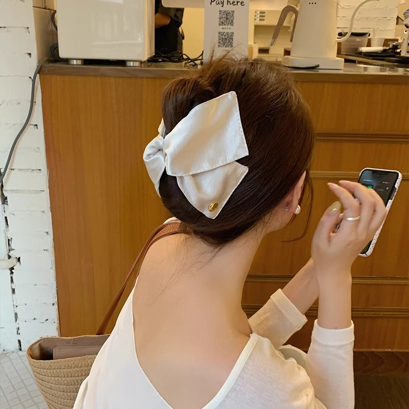 韩系金标缎面贝壳三角抓夹女高级感气质发夹半扎发鲨鱼夹头饰发卡