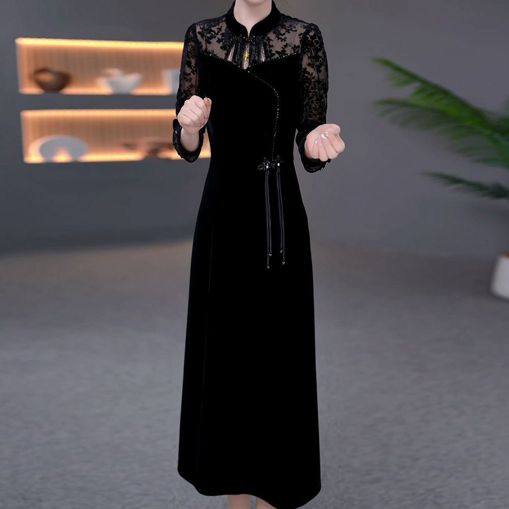 DBF-25B031 新中式小众轻奢国潮气质温柔精致中长款女连衣裙M-5XL