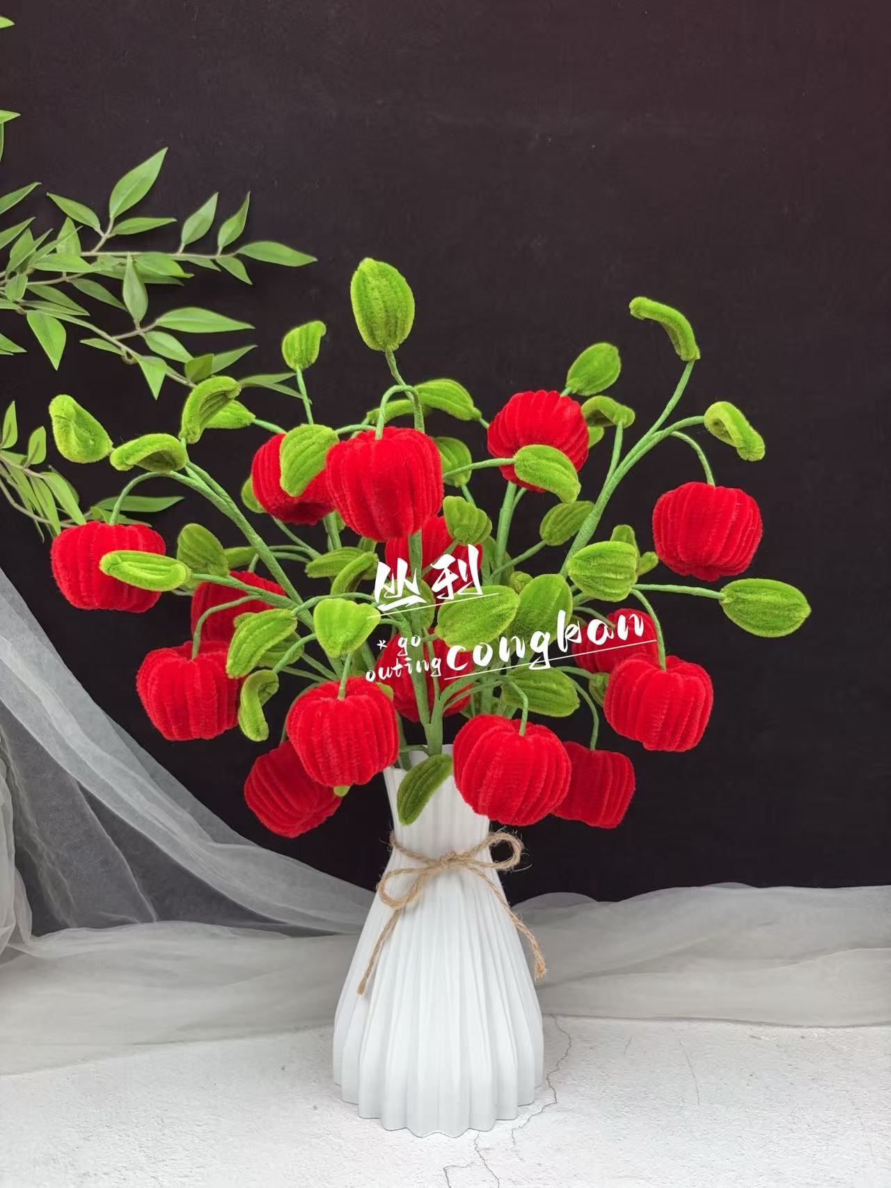 【扭扭棒红苹果送大花瓶】平安果红苹果（中号）材料包diy（非成品）